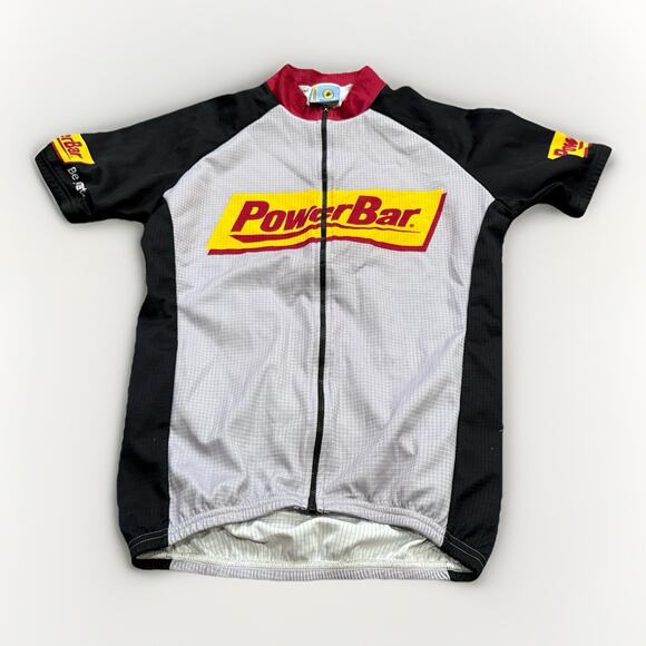 Sqaudra Cycling Jersey Mens Gray Power Bar Full Zip Size M MEDIUM Made In USA - Picture 1 of 11